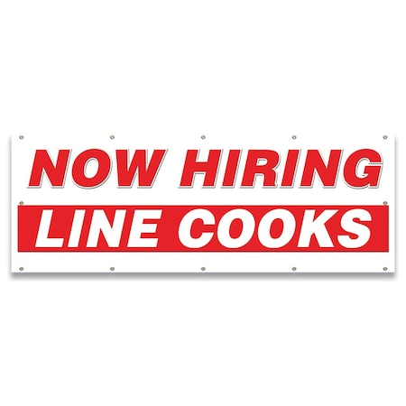 Signmission Now Hiring Line Cooks Banner Apply Inside Accepting Application Single Sided B-120-30269